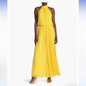 Yellow Wide Leg Pleated Jumpsuit